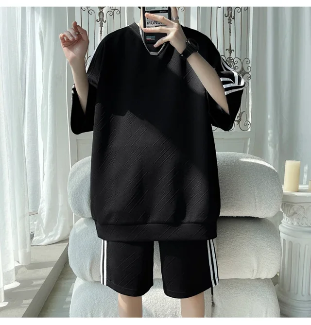Men's Summer Loose Jacquard Tracksuit Detail