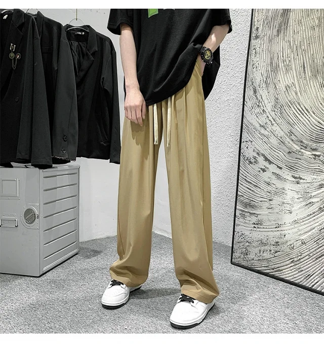 Men's Summer Ice Silk Casual Pants (Plus Size, Drawstring, Loose, High Street Style) Detail