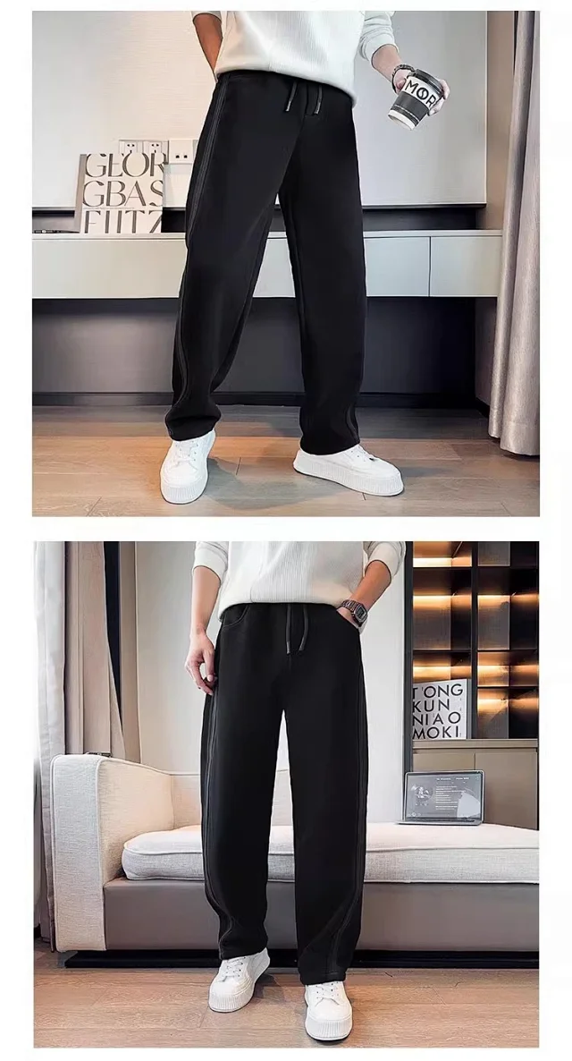 Spring Autumn Men's Casual Straight Pants Detail