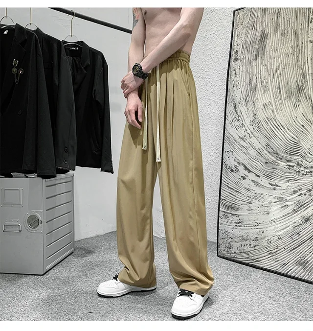 Men's Summer Ice Silk Casual Pants (Plus Size, Drawstring, Loose, High Street Style) Detail