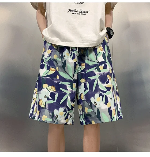 Men's Summer Thin Quick-dry Trendy Floral Beach Shorts Detail