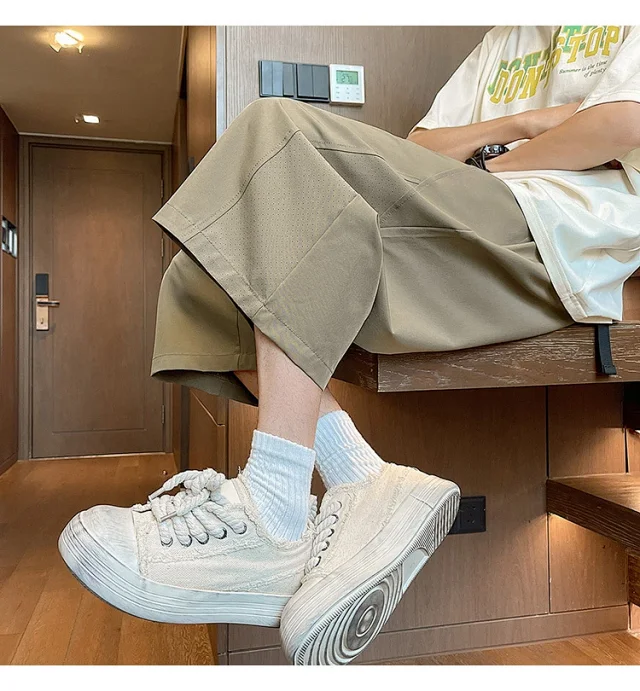 Men's Summer Mesh Pants with Belt Detail