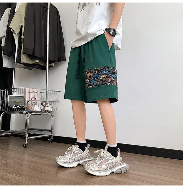 Chinese-style Embroidered Men's Sport Shorts Detail
