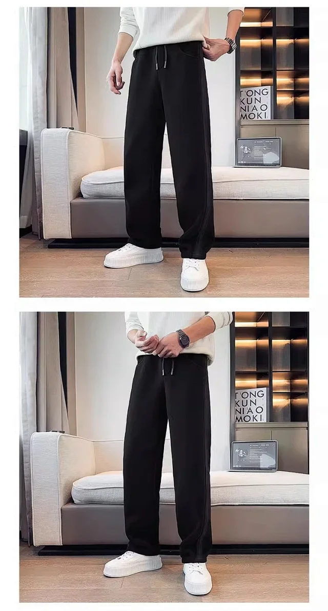 Spring Autumn Men's Casual Straight Pants Detail