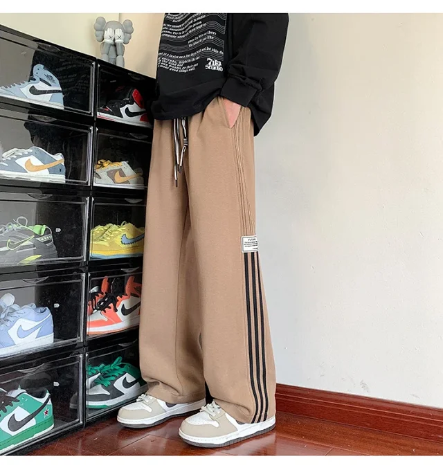 Japanese Oversize Men's Spring Retro Stripe Pants Detail