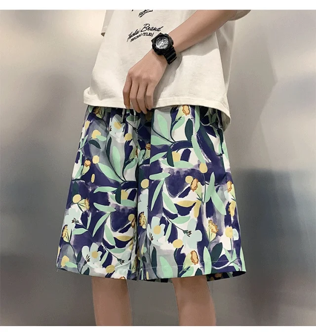 Men's Summer Thin Quick-dry Trendy Floral Beach Shorts Detail