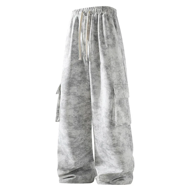 Men's Spring/Fall Tie-Dye Wide-Leg Parachute Pants