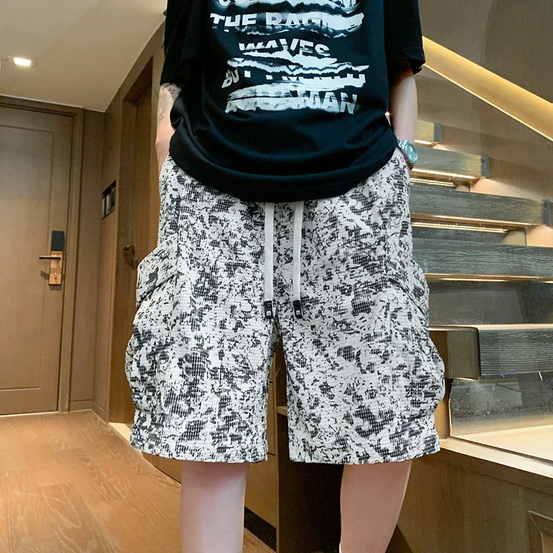Men's Trendy Brand Black Shorts with Big Pockets