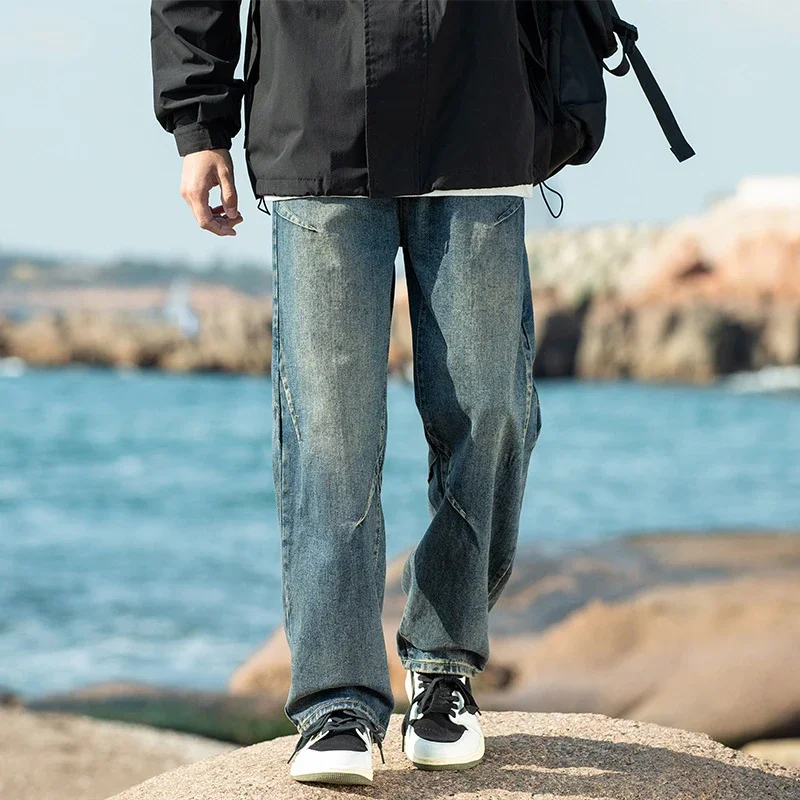 Men's Retro Denim Wide-leg Pants