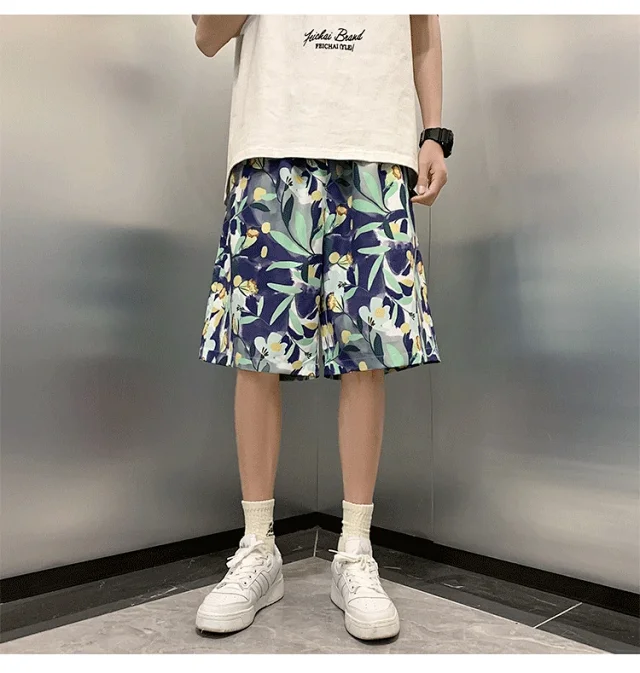 Men's Summer Thin Quick-dry Trendy Floral Beach Shorts Detail