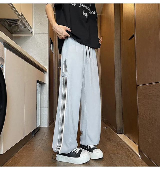 Men's 2025 Summer Ice Silk Wide - Leg Pants Detail