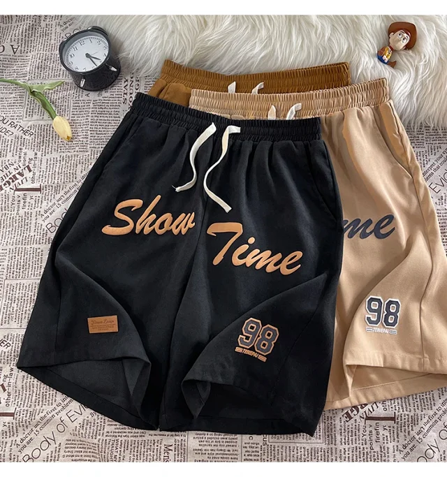 Men's Summer Foam-Printed Leather Tag Shorts Detail