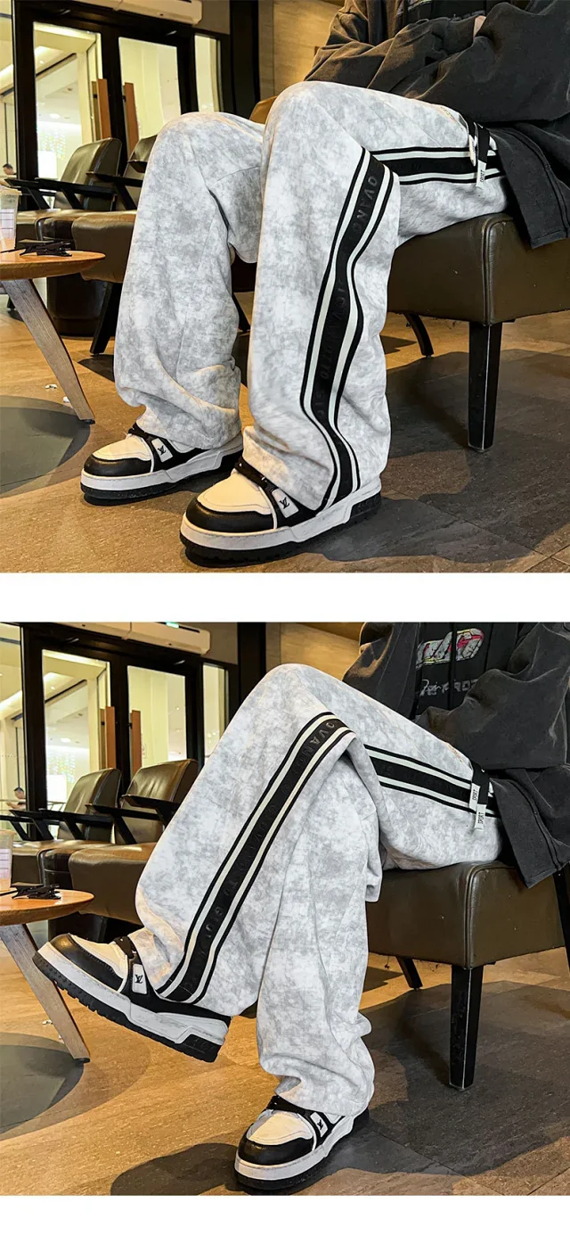 Autumn Men's Retro Tie - Dye Track Pants Detail