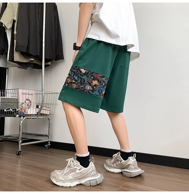 Chinese-style Embroidered Men's Sport Shorts Detail