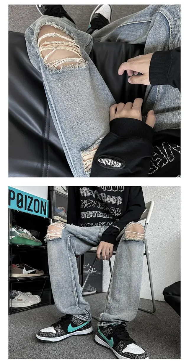 2025 Fall New Men's American Washed Jeans Detail
