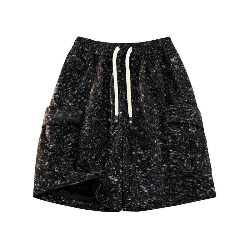 Men's Trendy Brand Black Shorts with Big Pockets