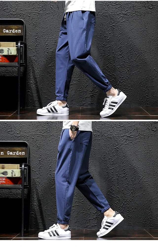 K801 Men's Spring Sporty Wide-Leg Linen Pants Detail