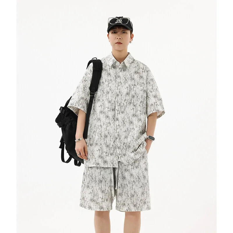Men's Tie - Dye Short - Sleeve Shirt Set