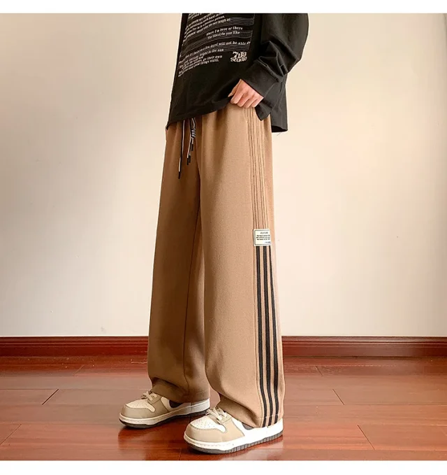 Japanese Oversize Men's Spring Retro Stripe Pants Detail