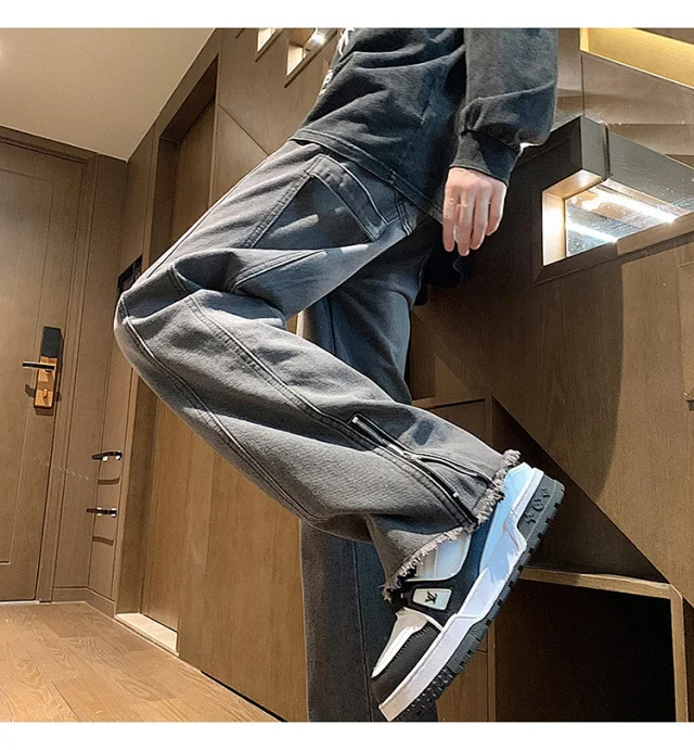Men's Spring Hip Hop Straight Work Pants Detail