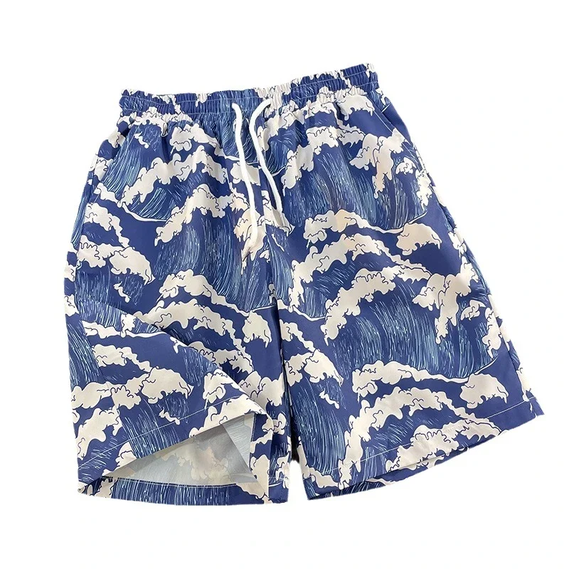 Men's Summer Wave Print Loose Shorts