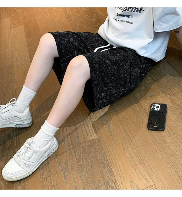 Men's Trendy Brand Black Shorts with Big Pockets Detail