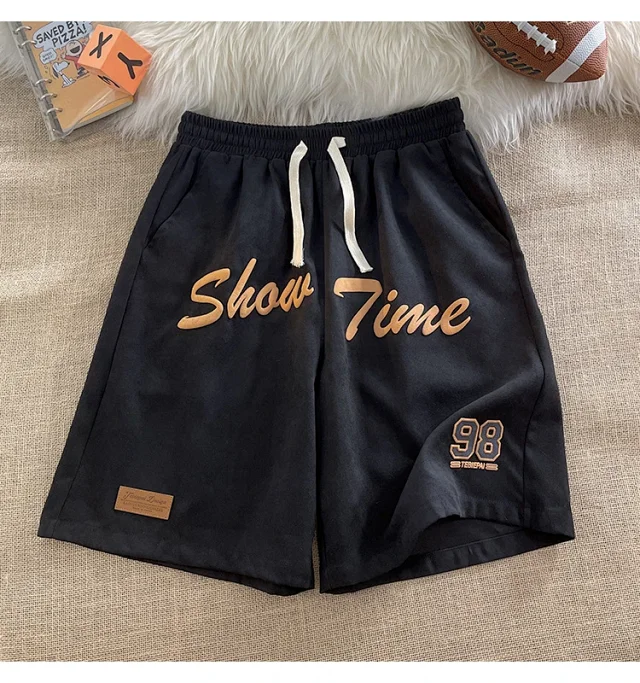 Men's Summer Foam-Printed Leather Tag Shorts Detail