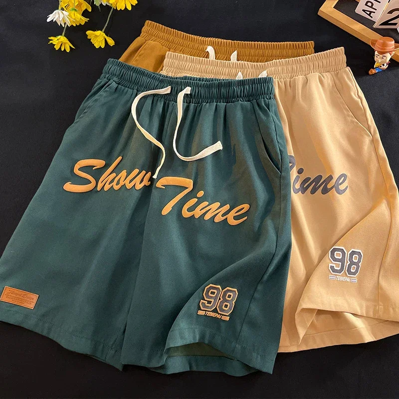 Men's Summer Foam-Printed Leather Tag Shorts