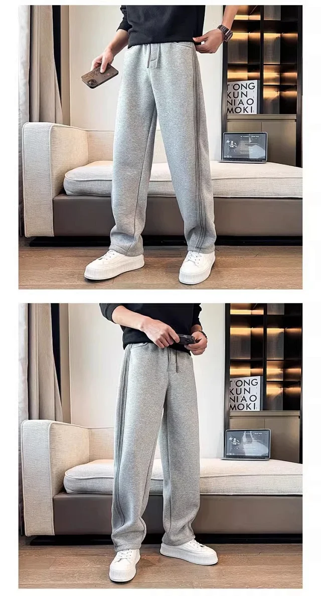 Spring Autumn Men's Casual Straight Pants Detail