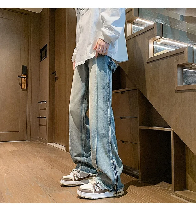 Men's Spring Hip Hop Straight Work Pants Detail