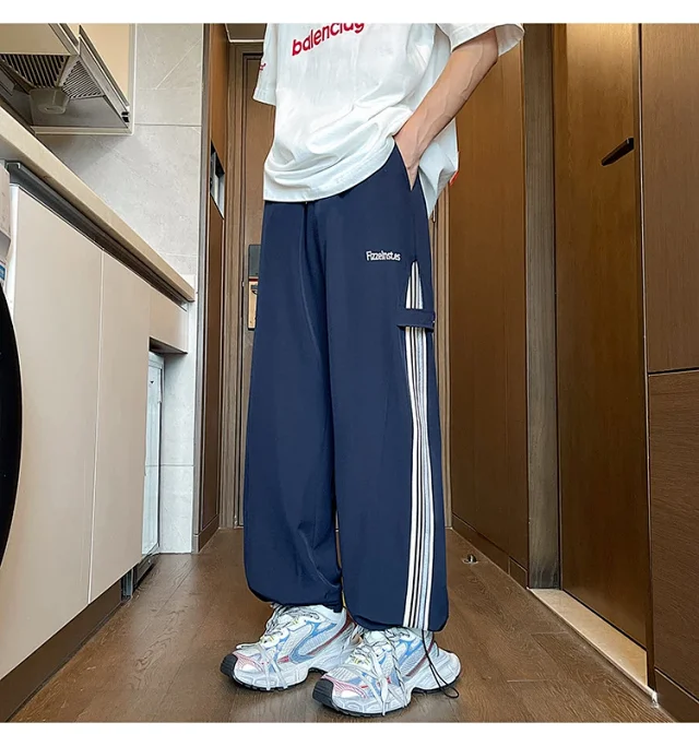Men's 2025 Summer Ice Silk Wide - Leg Pants Detail