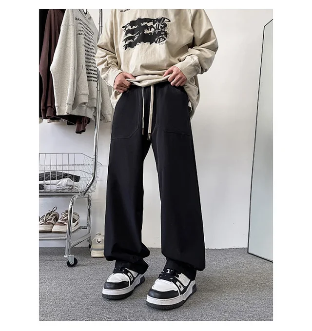 Japanese Oversize Khaki Cargo Pants Detail