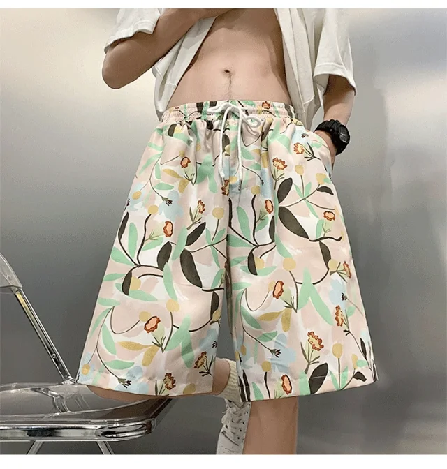 Men's Summer Thin Quick-dry Trendy Floral Beach Shorts Detail