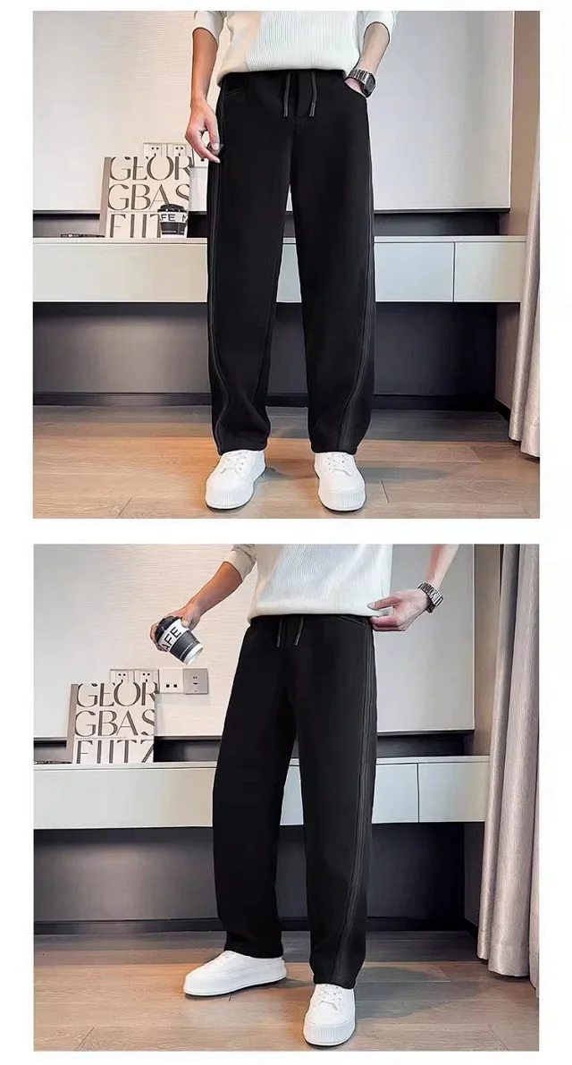 Spring Autumn Men's Casual Straight Pants Detail