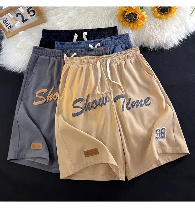 Men's Summer Foam-Printed Leather Tag Shorts Detail