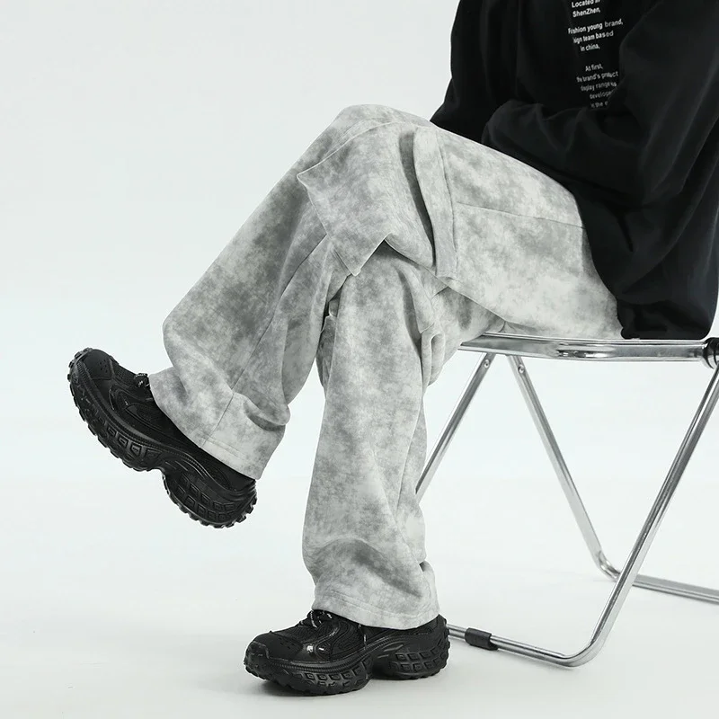 Men's Spring/Fall Tie-Dye Wide-Leg Parachute Pants