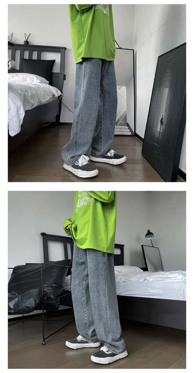 Retro Hong Kong Style Men's Loose Wide - leg Oversize Pants Detail