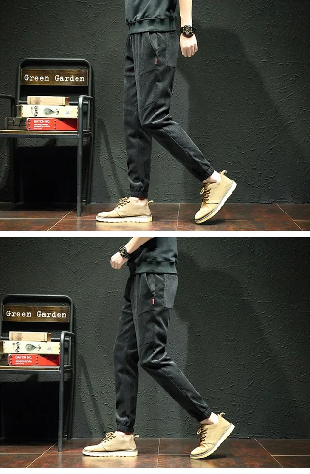 Men's Corduroy Joggers with Fleece Detail