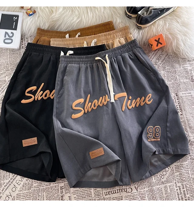 Men's Summer Foam-Printed Leather Tag Shorts Detail