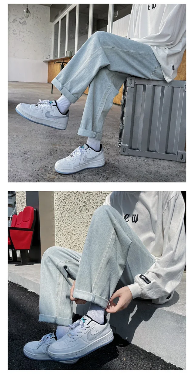 Men's Loose Straight Fleece Jeans Detail
