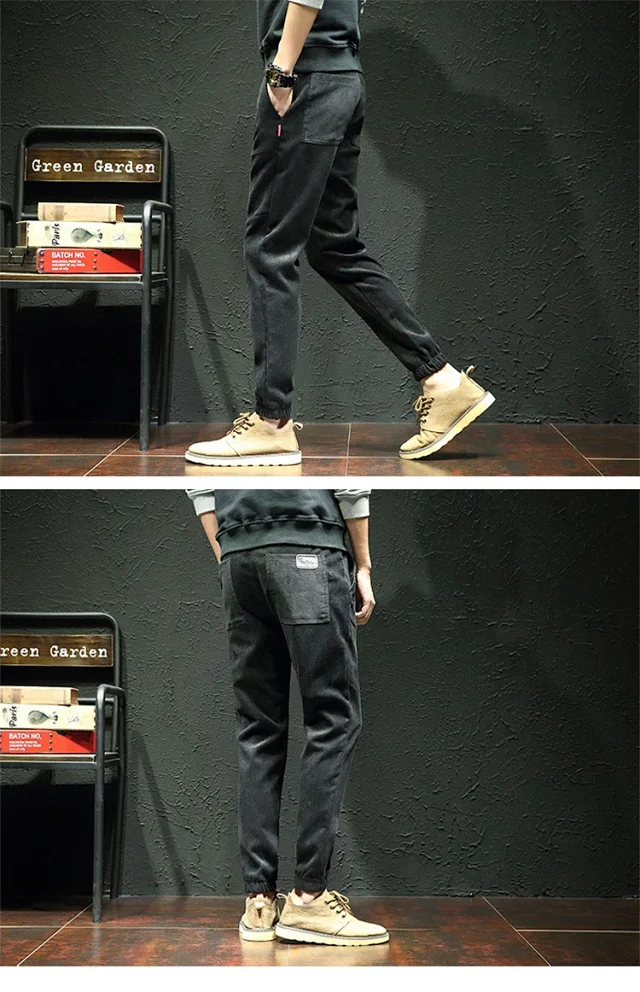 Men's Corduroy Joggers with Fleece Detail