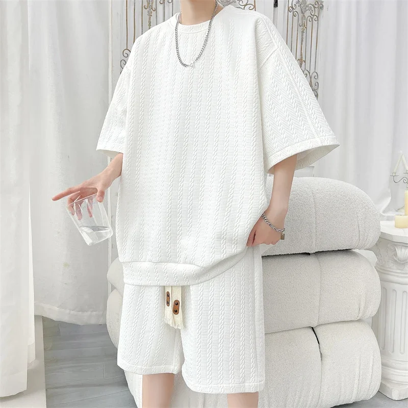 Men's Summer Loose Jacquard T-shirt & Shorts Set