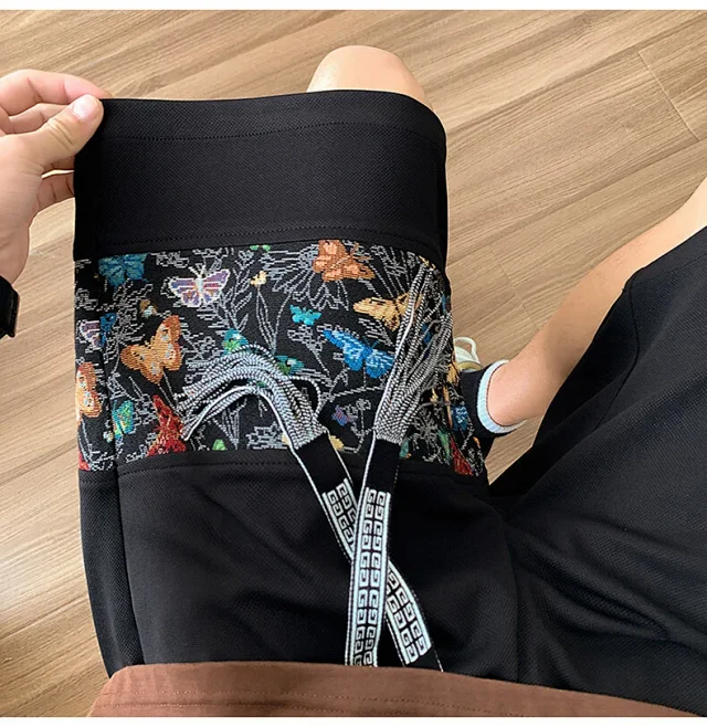 Chinese-style Embroidered Men's Sport Shorts Detail