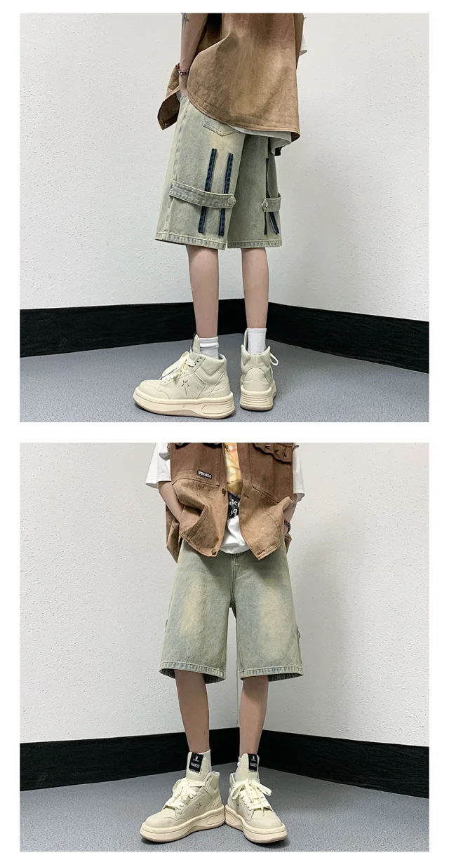 Men's Summer Loose Straight Denim Shorts Detail