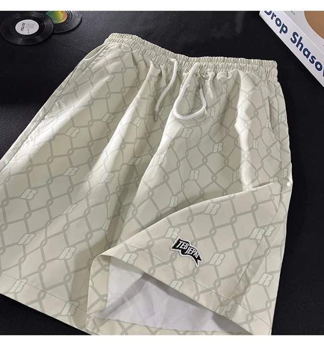 Men's Summer Plaid Patchwork Beach Shorts Detail