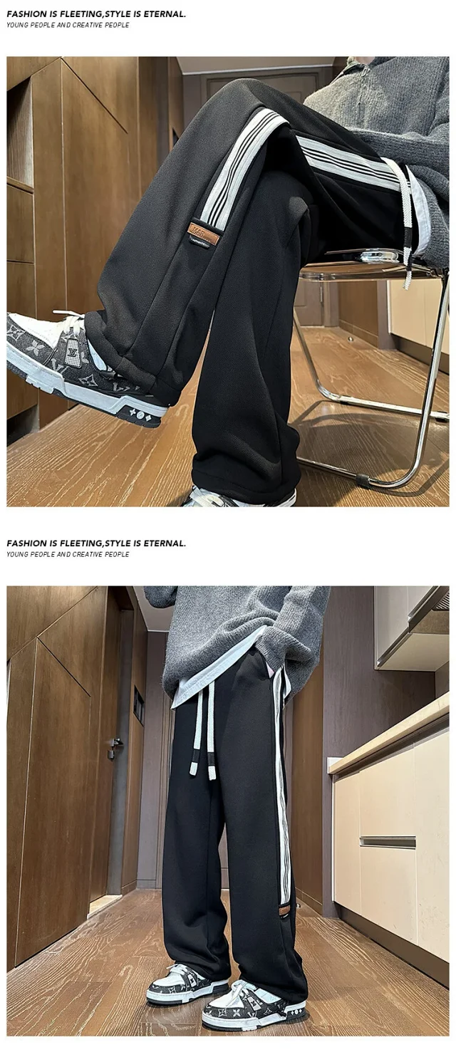 Men's 2025 Winter Fleece Wide Leg Straight Sweatpants Detail