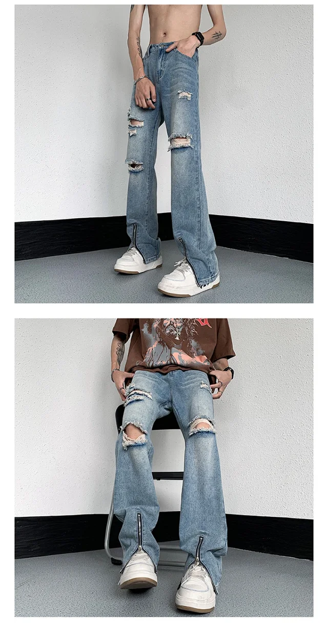 Men's Summer Thin Washed Ripped Jeans Detail