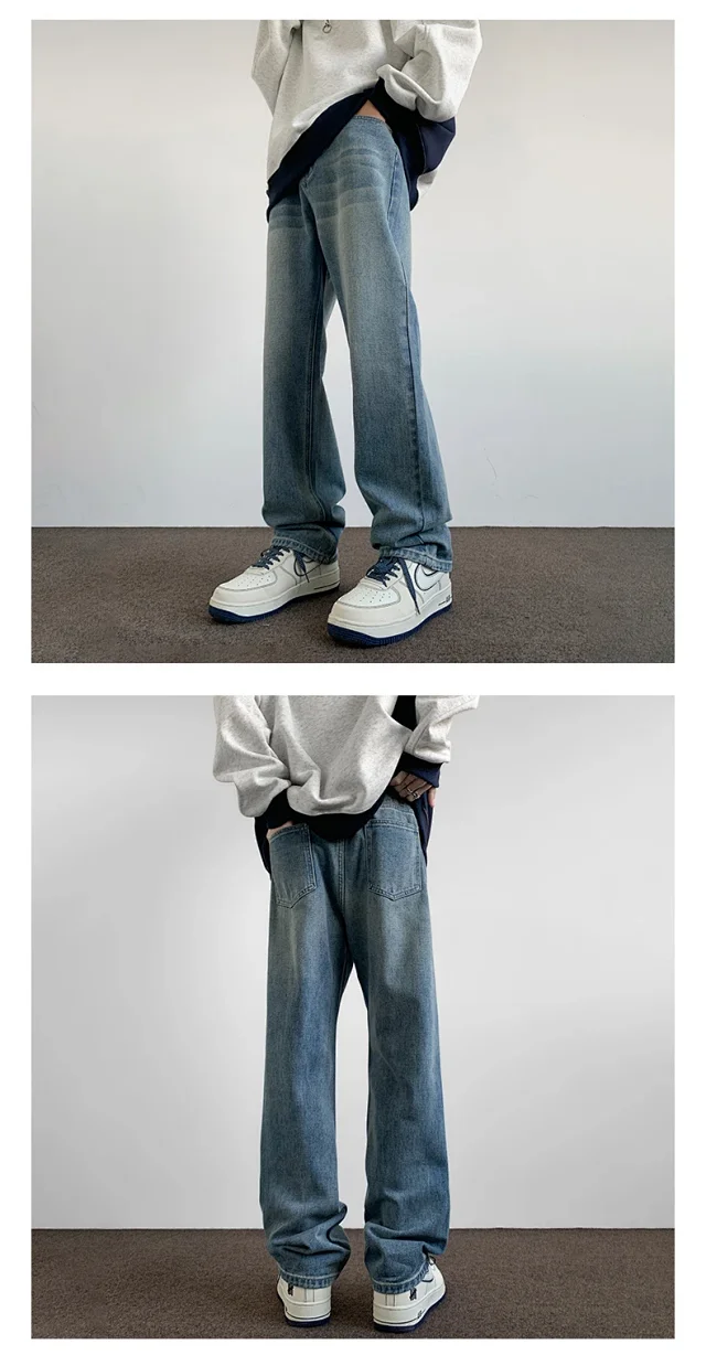 Hip Hop Retro Blue Denim Pants Detail