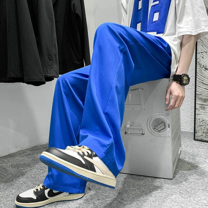Men's Summer Ice Silk Casual Pants (Plus Size, Drawstring, Loose, High Street Style)