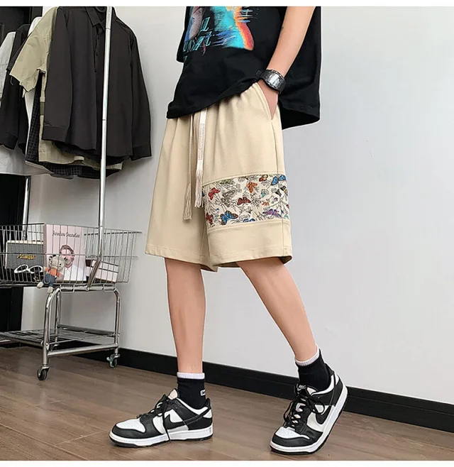 Chinese-style Embroidered Men's Sport Shorts Detail